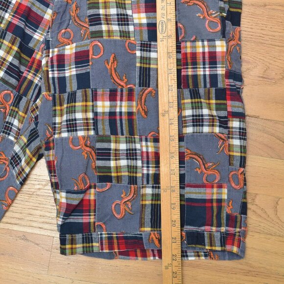 Siegfried Vintage Madras Patchwork Shorts Sz 38 • Salamanders Theme 100% Cotton - Picture 4 of 6